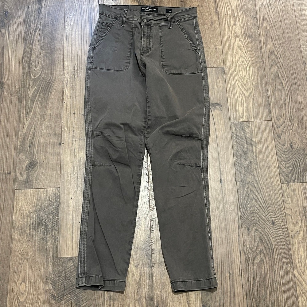Lucky Brand The Cargo Gray Utility Pants Slim Straight Leg Womens Size 4 27 - Picture 3 of 13